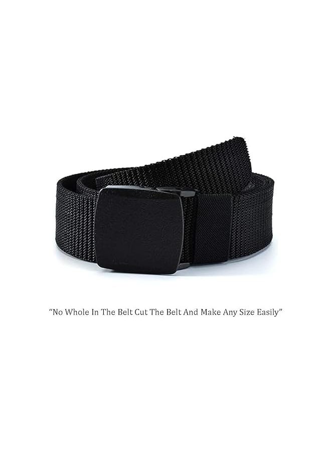 Overs Nylon Belt for Men's BLK 130CM,Tactical Belt Webbing Canvas Out door web Belt with Automatic click Buckle Can Pruning Enclosed in an Elegant Gift Box