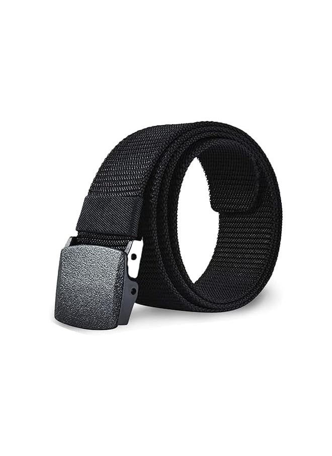 Overs Nylon Belt for Men's BLK 130CM,Tactical Belt Webbing Canvas Out door web Belt with Automatic click Buckle Can Pruning Enclosed in an Elegant Gift Box