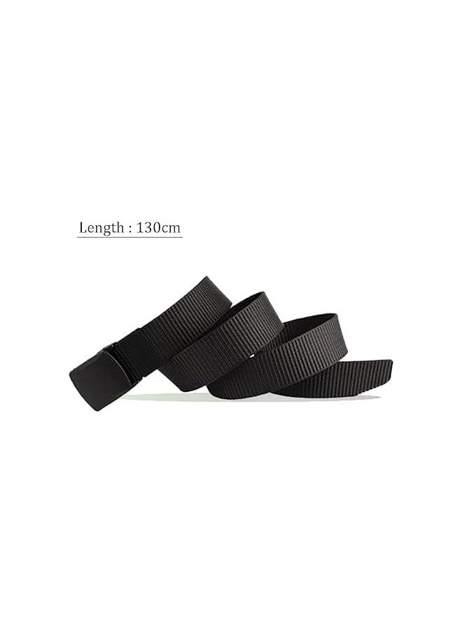 Overs Nylon Belt for Men's BLK 130CM,Tactical Belt Webbing Canvas Out door web Belt with Automatic click Buckle Can Pruning Enclosed in an Elegant Gift Box