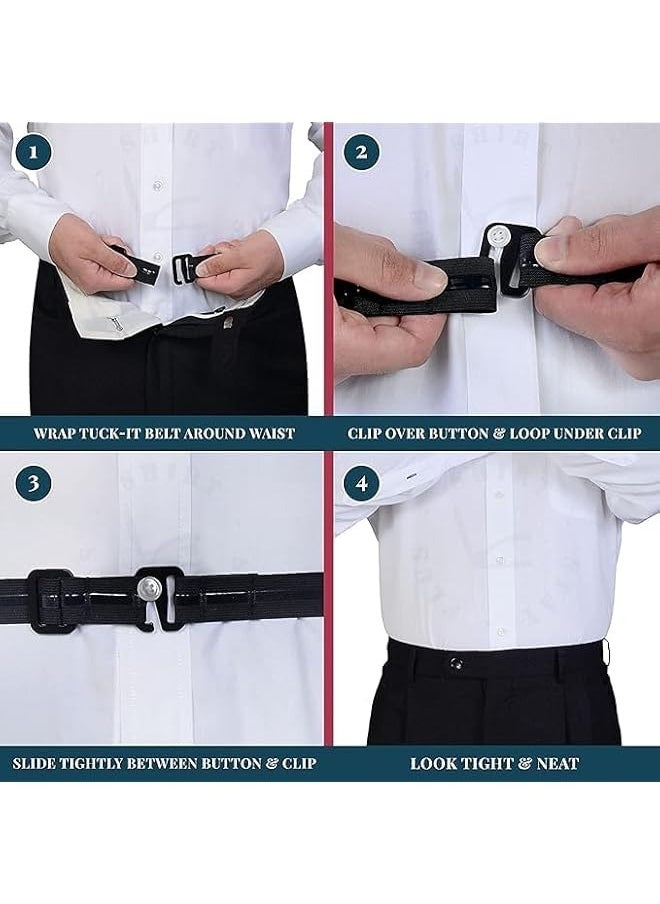 Shirt Lock Belt Tuck-It Belt Shirt Stay Belt Style Shirt Stays Adjustable Upgrade and Tidy Used for Formal and Professional Attire Black, One Size