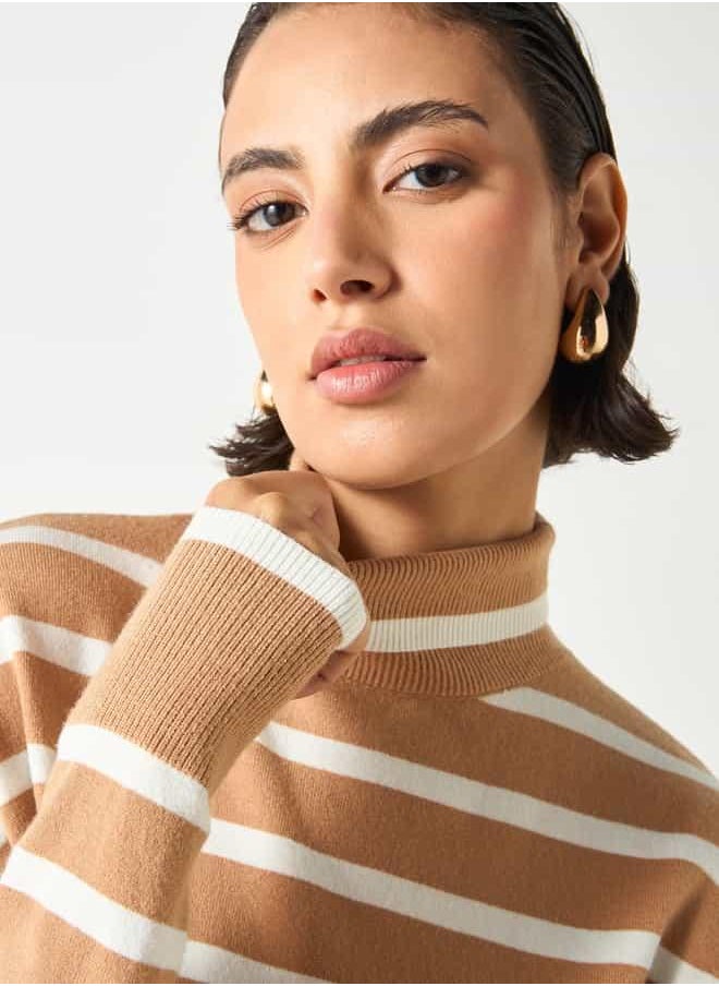 2Xtremz Striped High Neck Jumper with Long Sleeves