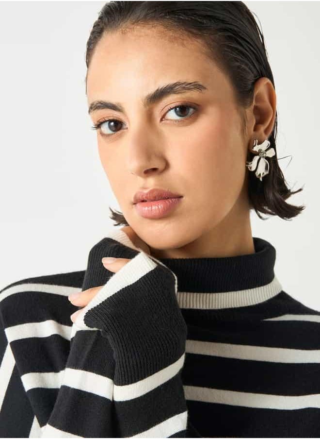 2Xtremz Striped High Neck Jumper with Long Sleeves