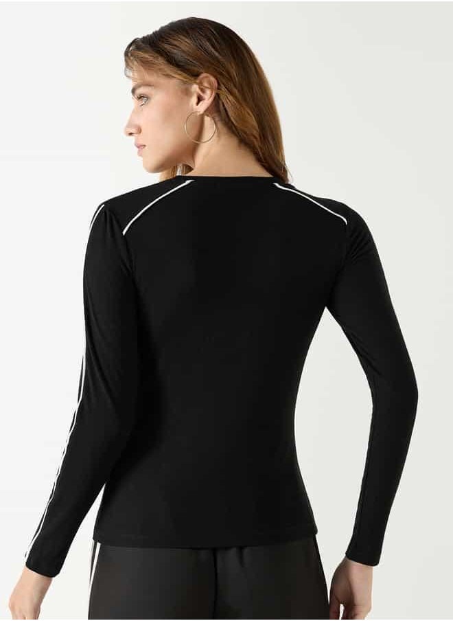 2Xtremz Ribbed Sweater with Piping Detail and Long Sleeves