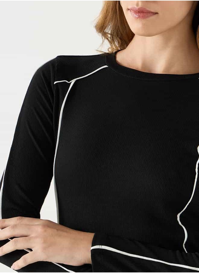2Xtremz Ribbed Sweater with Piping Detail and Long Sleeves