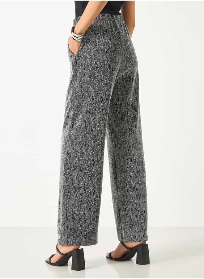 2Xtremz Textured Wide Leg Pants with Drawstring Closure