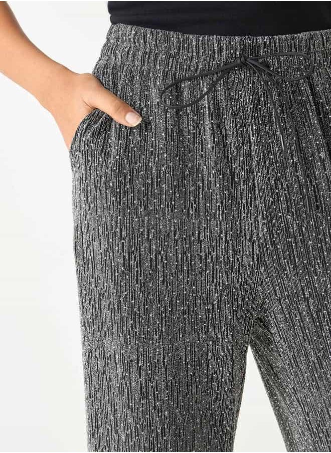 2Xtremz Textured Wide Leg Pants with Drawstring Closure