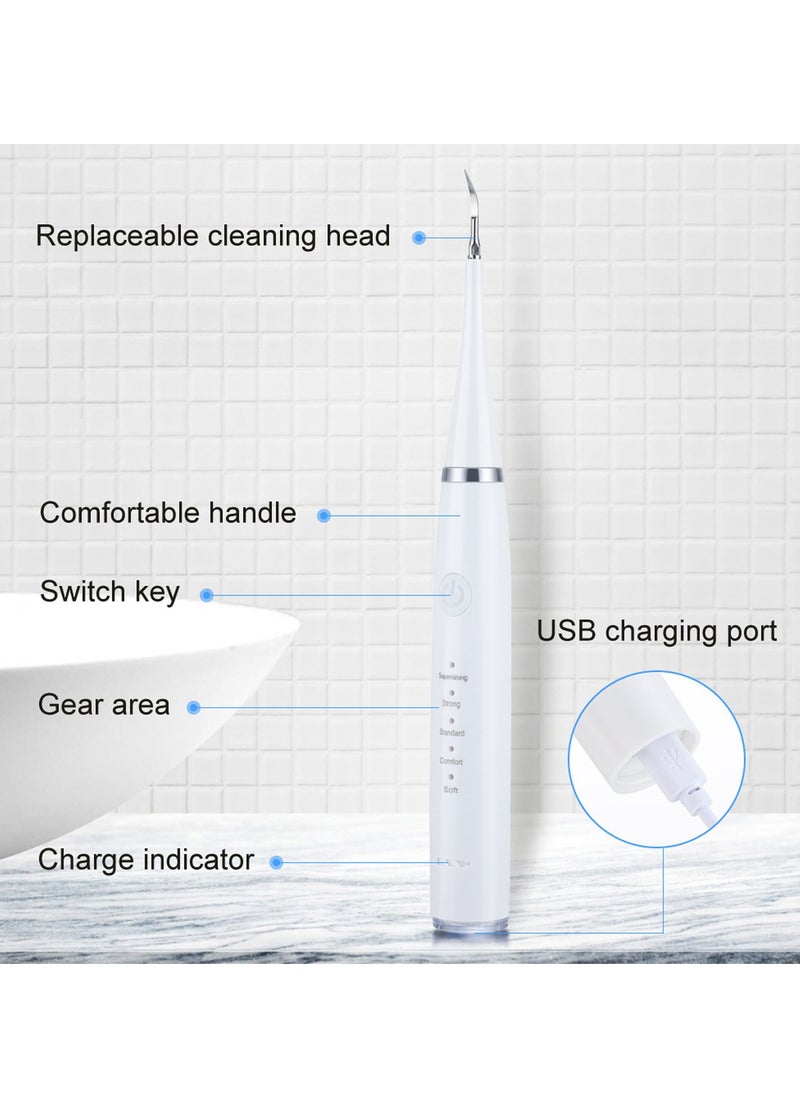 Teeth Cleaning Kit,Electric Toothbrush&Tartar Remover,With 3 toothbrushe heads(WHITE)