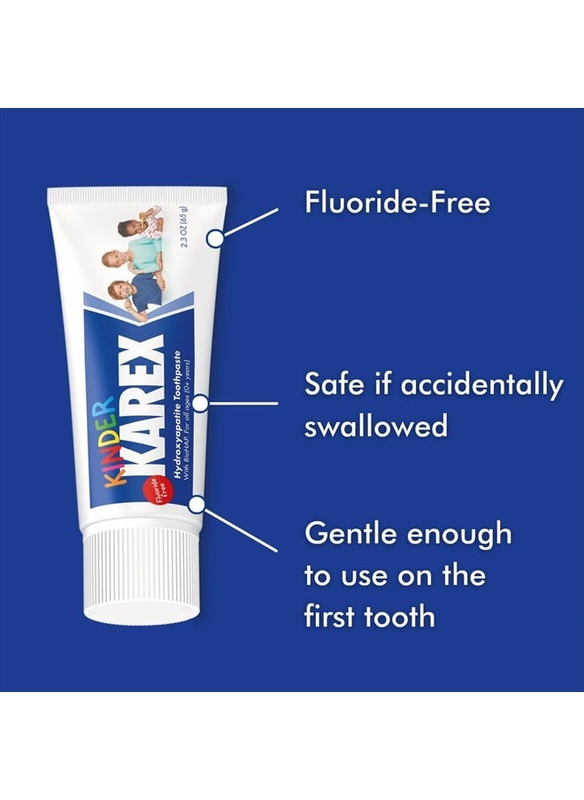 Kinder Karex Hydroxyapatite Kids Toddler Toothpaste 2.3 Ounce, Fluoride Free, Safe If Accidentally Swallowed