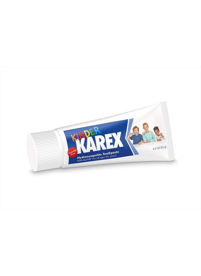 Kinder Karex Hydroxyapatite Kids Toddler Toothpaste 2.3 Ounce, Fluoride Free, Safe If Accidentally Swallowed
