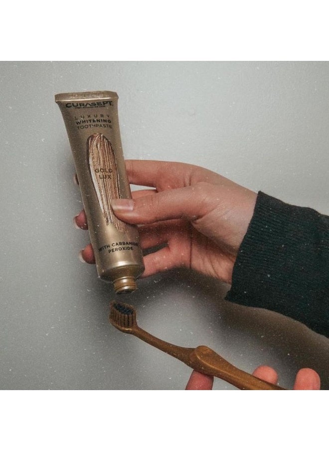 Curasept Gold Luxury Whitening Dent Toothpaste, 75 ML + Toothbrush