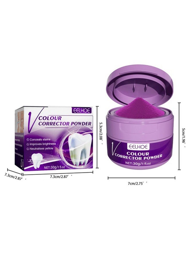 Colour Corrector Powder,Simply Purple Brightening Powder - Conceals Stains, No Sensitivity - Enamel-Safe Toothpaste Whitening Powder for Coffee, Tea, Food, Wine, and Tobacco Stains.30g