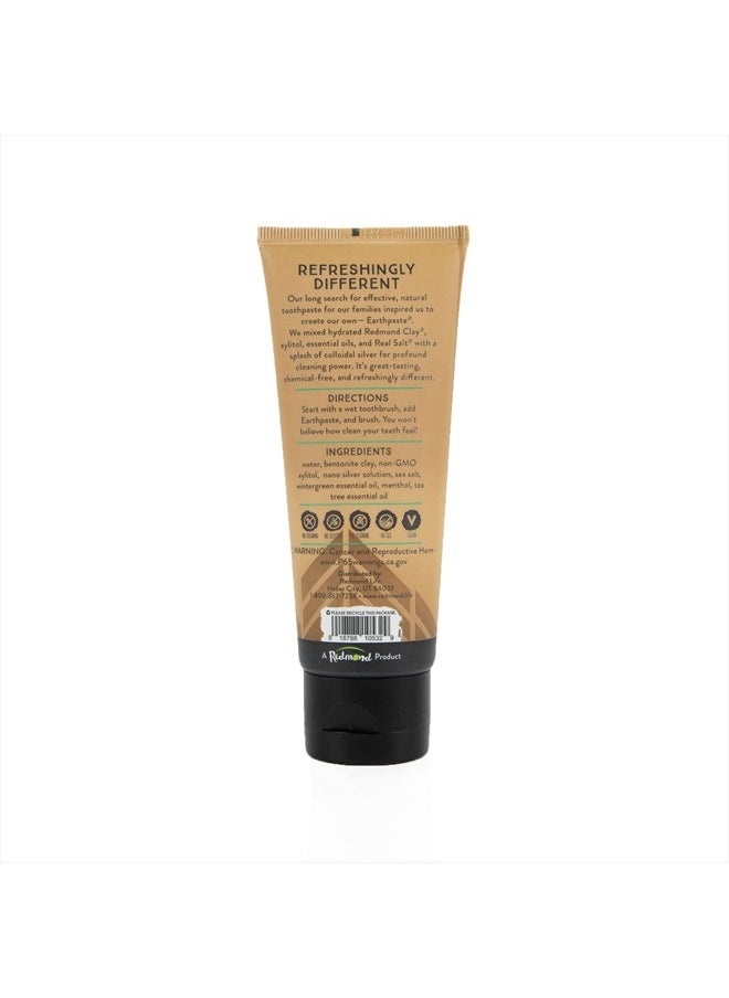 Redmond Earthpaste with Silver - Natural Non-Fluoride Toothpaste, 4 Ounce Tube (Wintergreen)