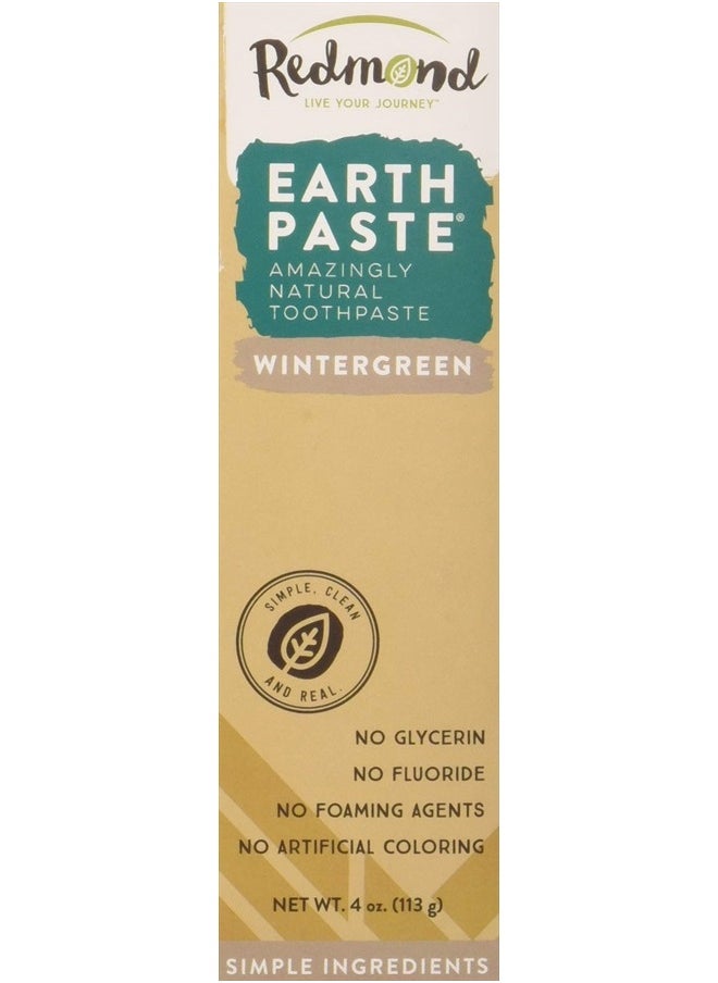 Earthpaste All Natural Non-Fluoride Vegan Non GMO Real Ingredients Toothpaste, Wintergreen 4 Ounce Tube (Pack of 3) (Packaging May Vary)
