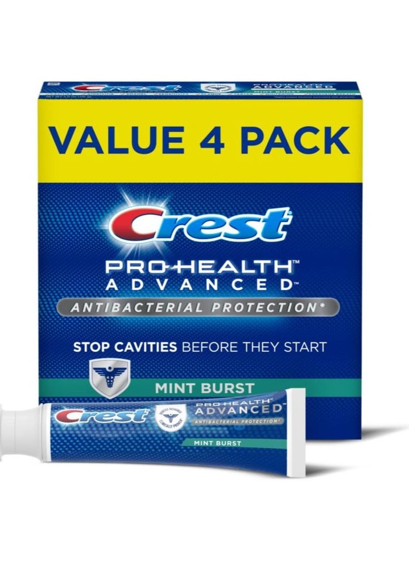 Crest Pro-Health Advanced Antibacterial Protection Toothpaste, Mint Burst, 5oz (Pack of 4)