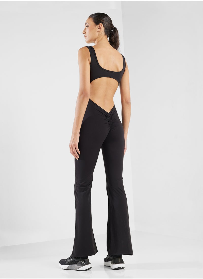 Back Cutout Detail Seamless Unitard