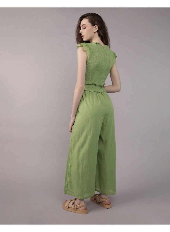 AE Ruffle Sleeve Smocked Jumpsuit