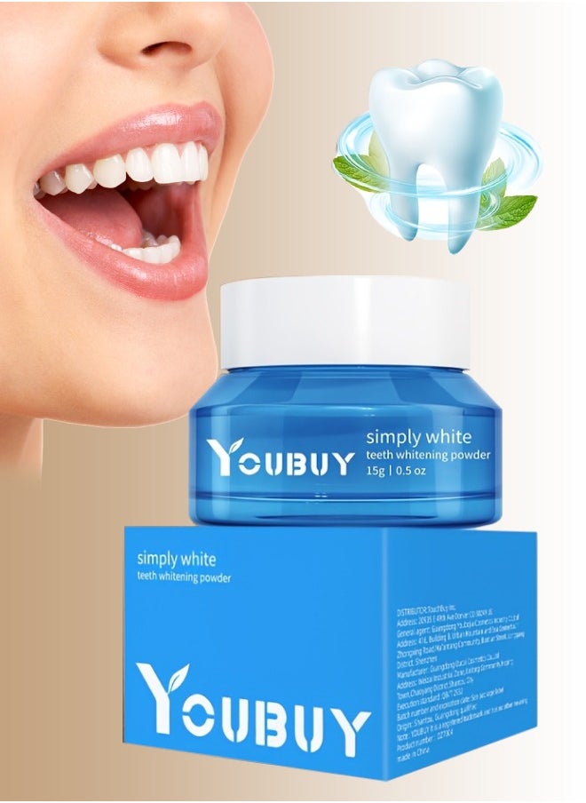 Simply White Teeth Whitening Powder Instant Whitening and Stain Removal Tooth Whitener Cleaning Tooth Fresh Breath Care Oral Remove Tea Coffee Stains Teeth Powder 15g