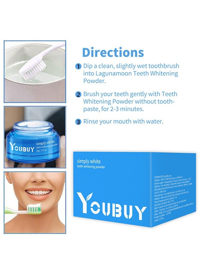 15g Teeth Whitening Powder, 360° Clean Teeth Natural Teeth Whitener, for Teeth Stain Remover Keeping Oral Fresh