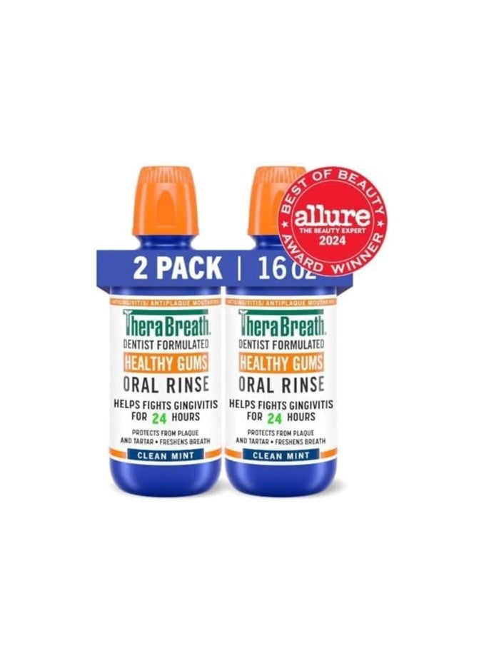 TheraBreath Healthy Gums Periodontist Formulated 24-Hour Oral Rinse with CPC, Clean Mint