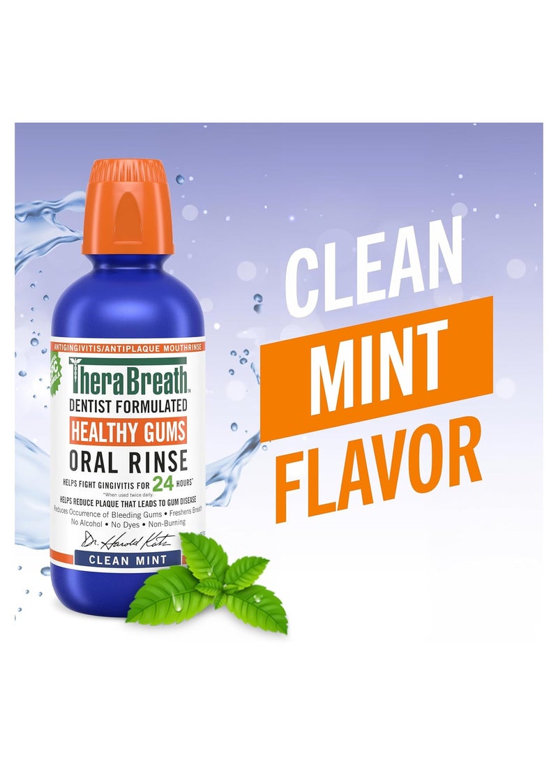 TheraBreath Healthy Gums Periodontist Formulated 24-Hour Oral Rinse with CPC, Clean Mint