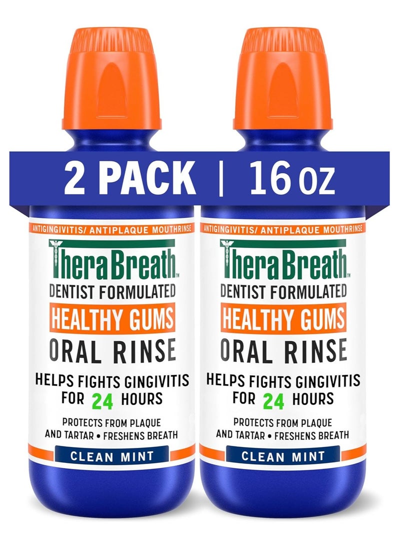 TheraBreath Healthy Gums Periodontist Formulated 24-Hour Oral Rinse with CPC, Clean Mint