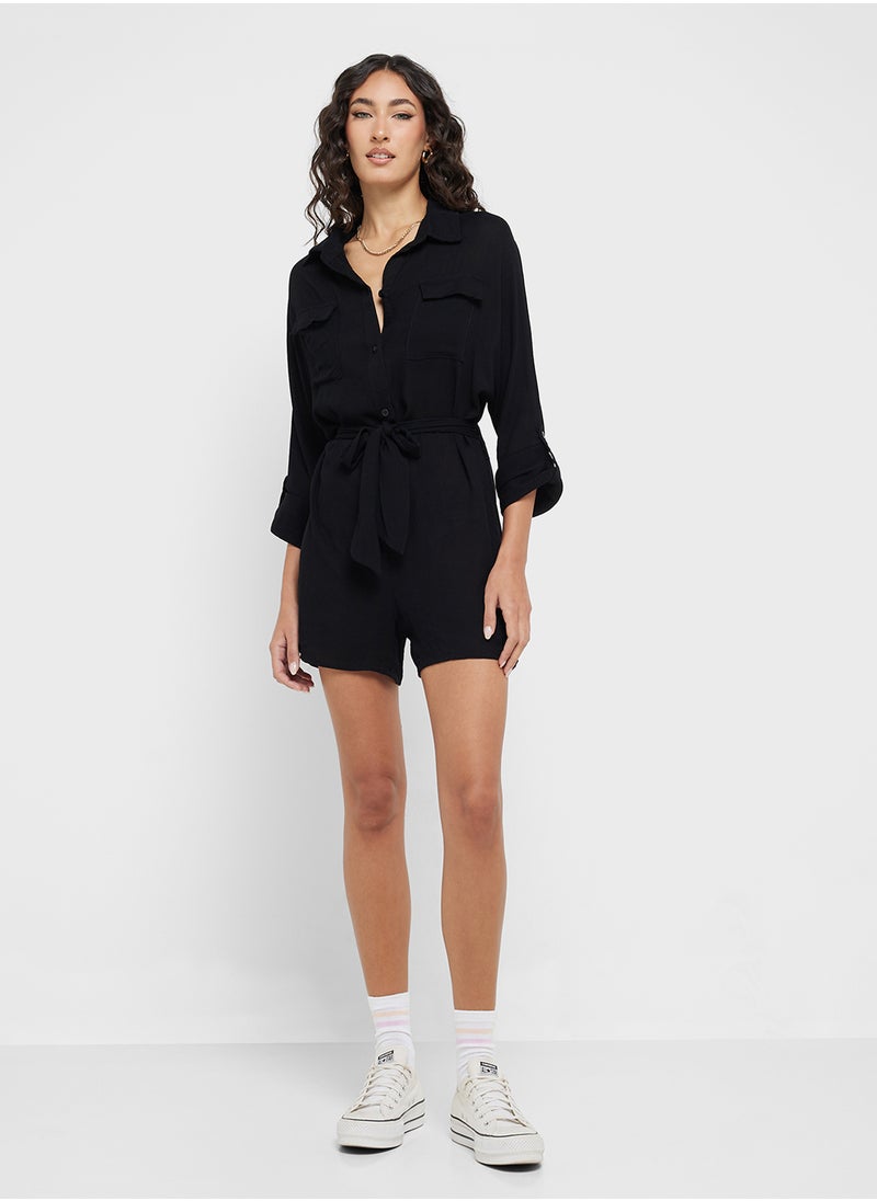 Button Down Utility Style Playsuit