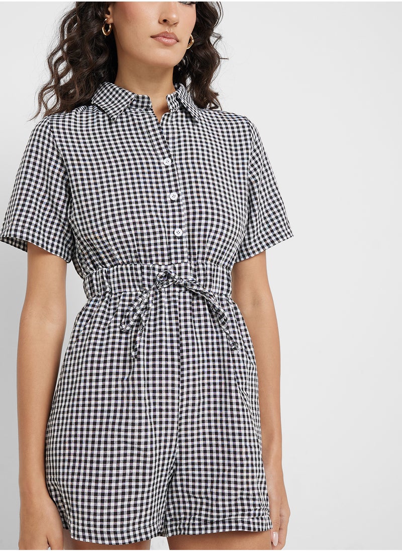 Buttoned Down Gingham Playsuit
