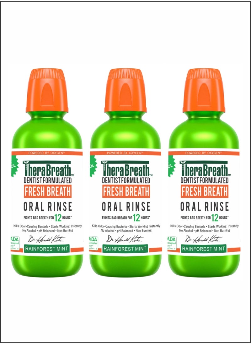 Fresh Breath Oral Rinse  Rainforest Mint, Pack of 3 for Ultimate Refreshing Clean