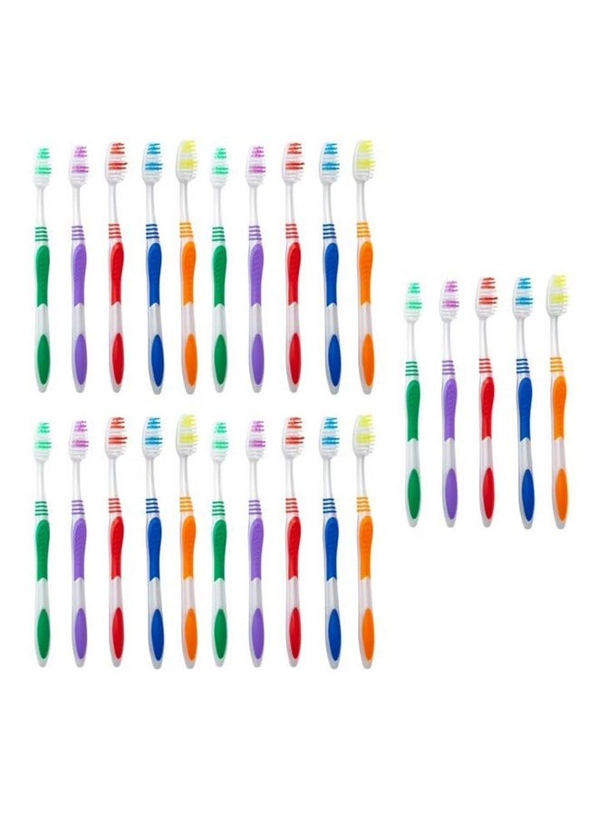 natraco Bulk Toothbrush Pack with Covers | Premium Quality Individually Wrapped Colorful Tooth Brushes | Medium Soft Bristles for Travel, Donations, Hotels (25)