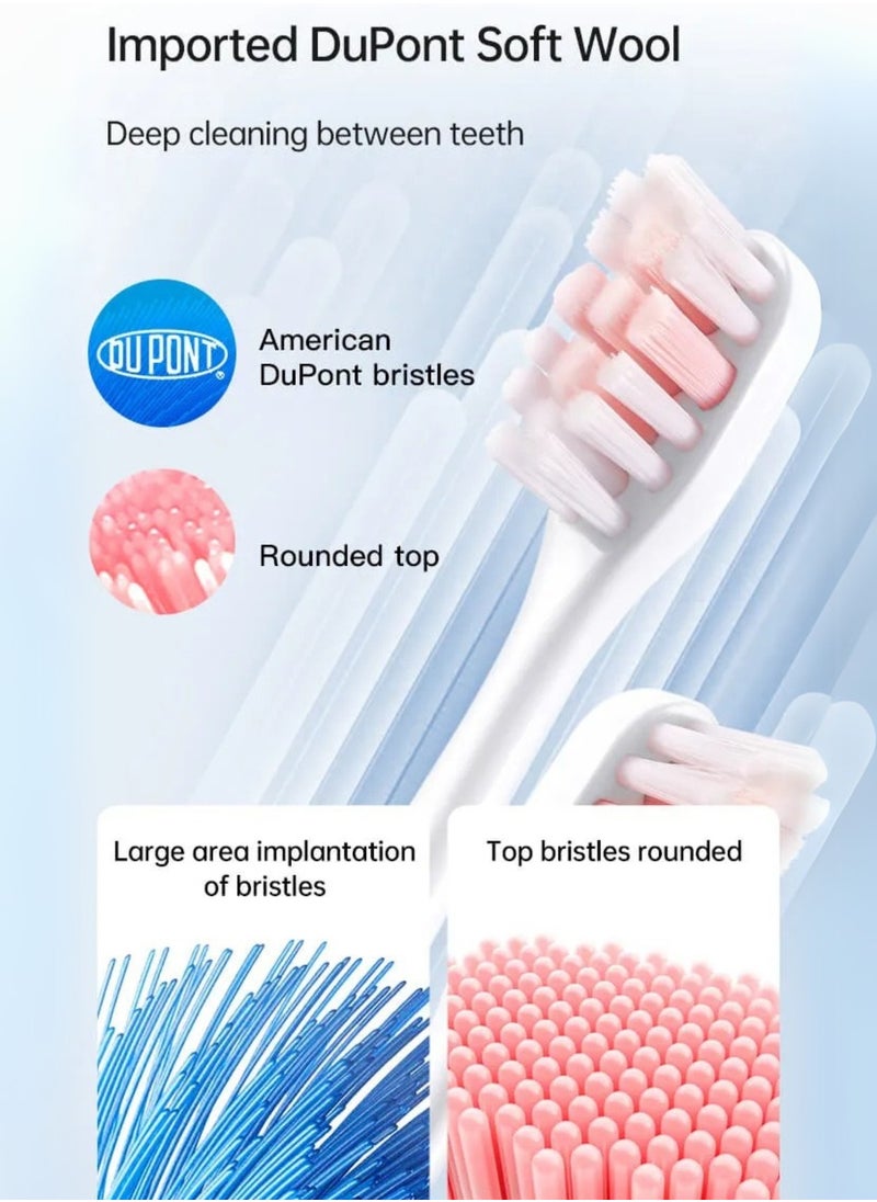 Reva Sonic Electric Toothbrush(V3) – Dual Display, Pressure Sensor, 200-Day Battery, 5 Modes, 4 Heads, Type-C, Waterproof – White
