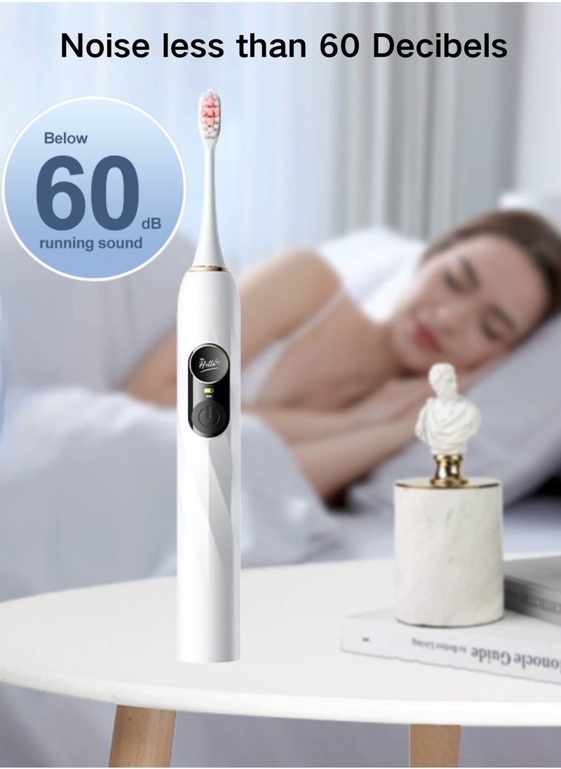 Reva Sonic Electric Toothbrush(V3) – Dual Display, Pressure Sensor, 200-Day Battery, 5 Modes, 4 Heads, Type-C, Waterproof – White