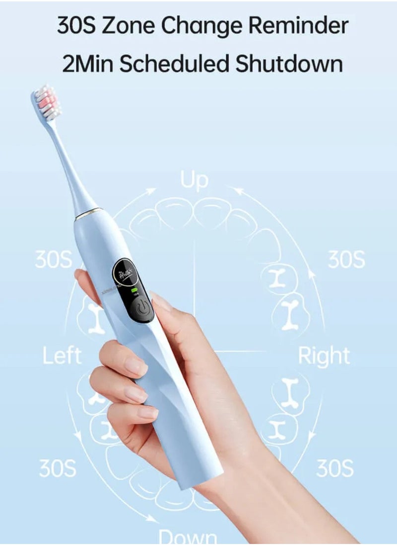 Reva Sonic Electric Toothbrush(V3) – Dual Display, Pressure Sensor, 200-Day Battery, 5 Modes, 4 Heads, Type-C, Waterproof – White