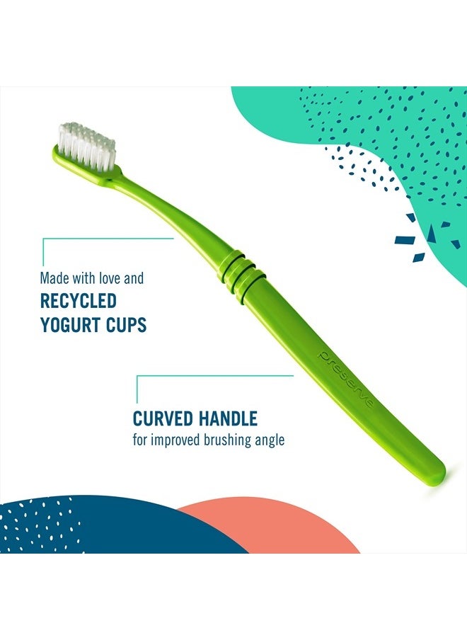 Eco Friendly Adult Toothbrushes, Made in The USA from Recycled Plastic, Lightweight Package, Ultra Soft Bristles, Colors Vary, 6 Pack