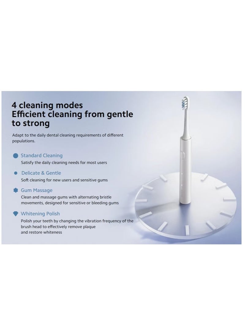 Xiaomi Electric Toothbrush T302 with 4 Cleaning Modes and Replacement Heads - Silver Gray