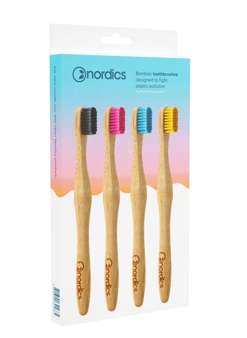 4 pcs adult bamboo toothbrushes