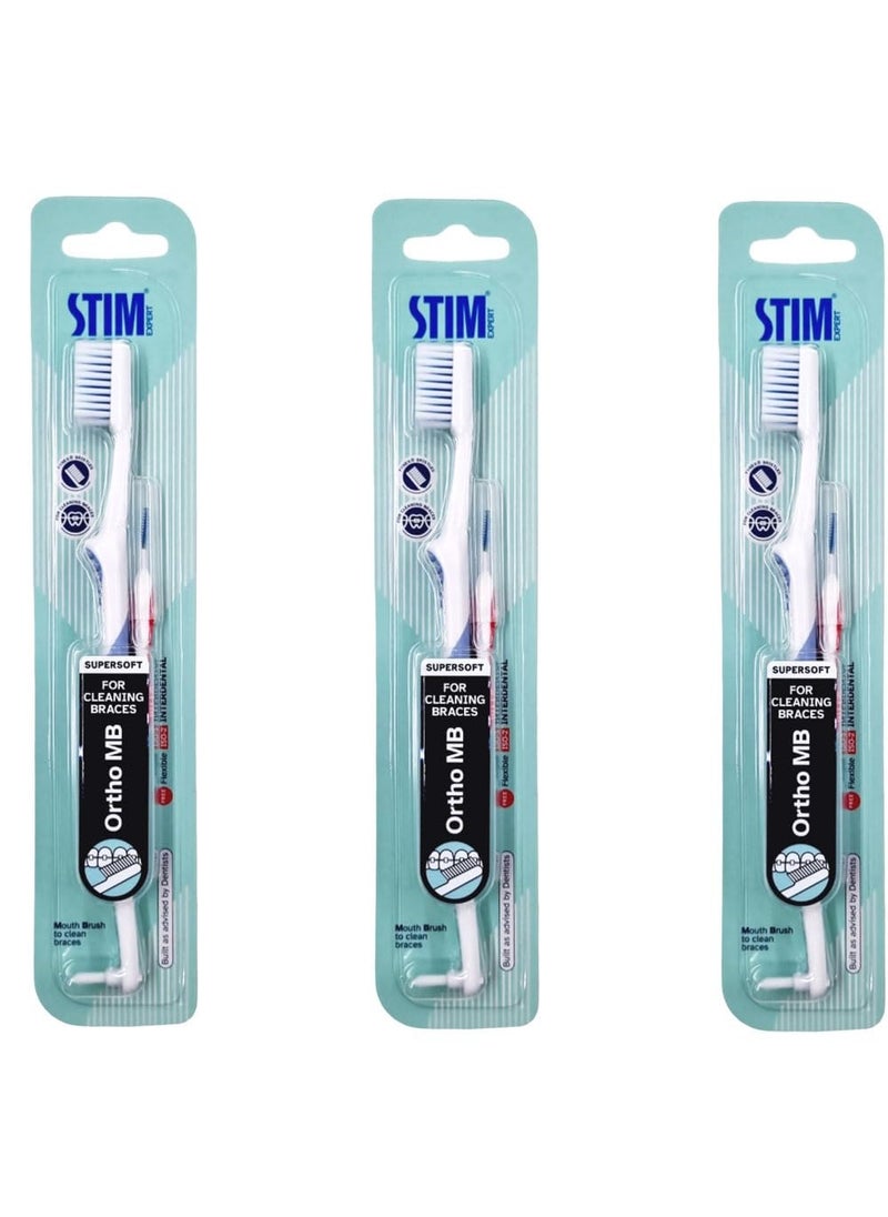 DR. DENTAIDS STIM Ortho Mb Orthodontic Manual Toothbrush For Adults (Multicolor, Pack Of 3)