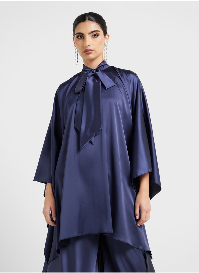 Tie neck Blouse and Pant Set