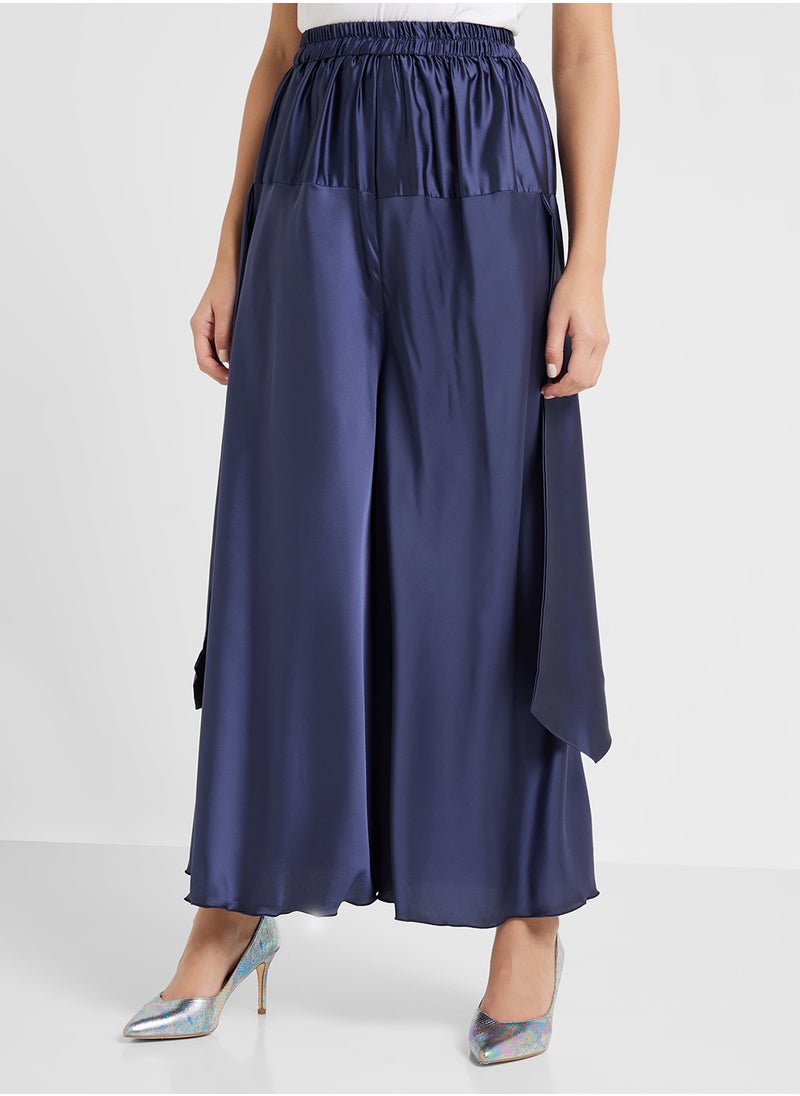 Tie neck Blouse and Pant Set