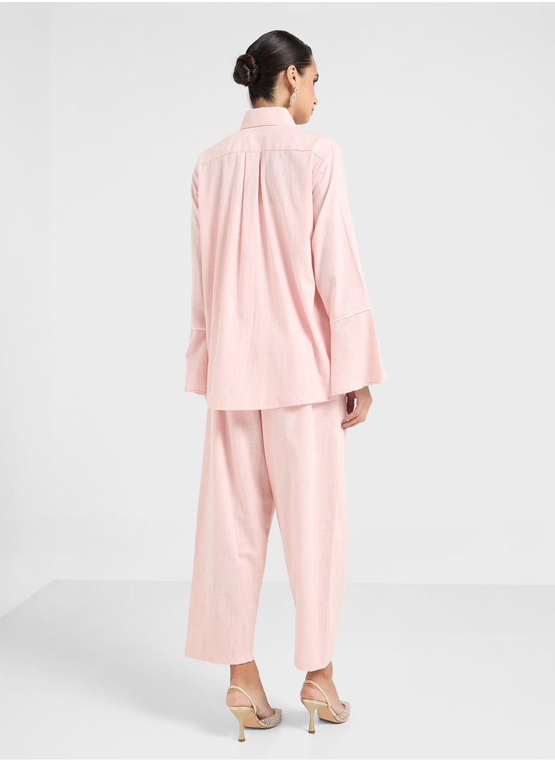 Button Down Blouse & Pants Set