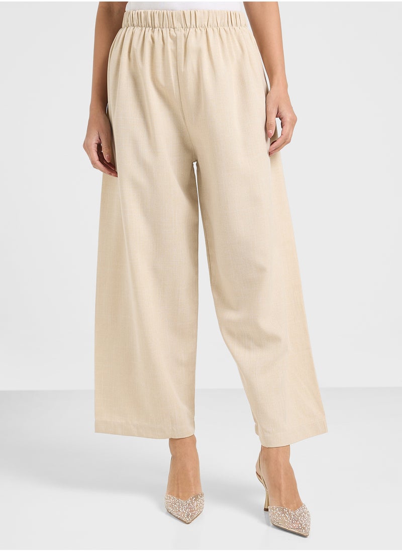 Button Down Drawstring Blouse & Pants Set