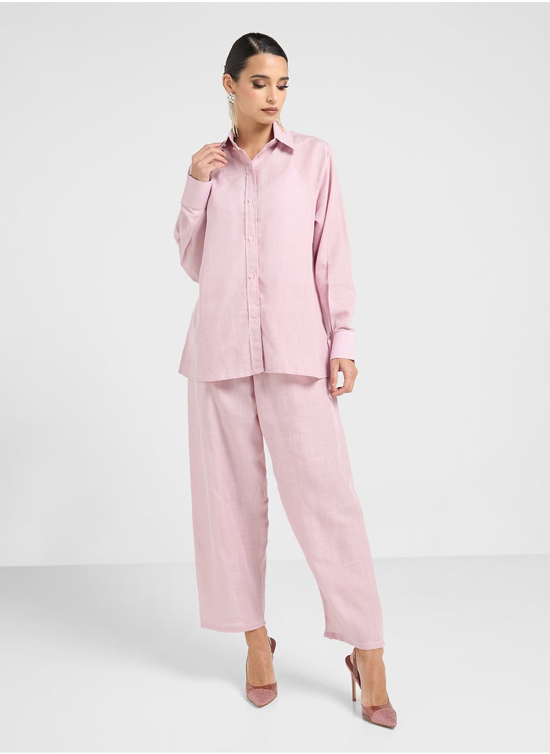 Button Down Blouse & Pants Set