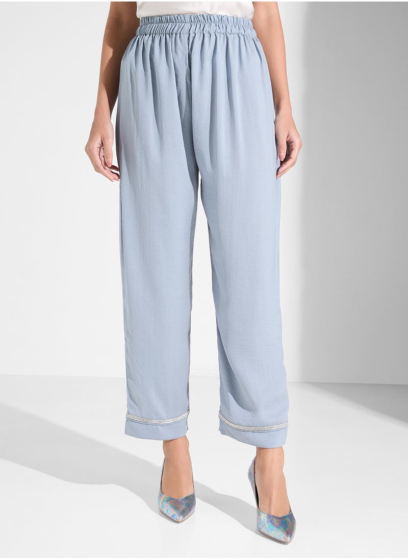 Open Front Blouse & Pants Set