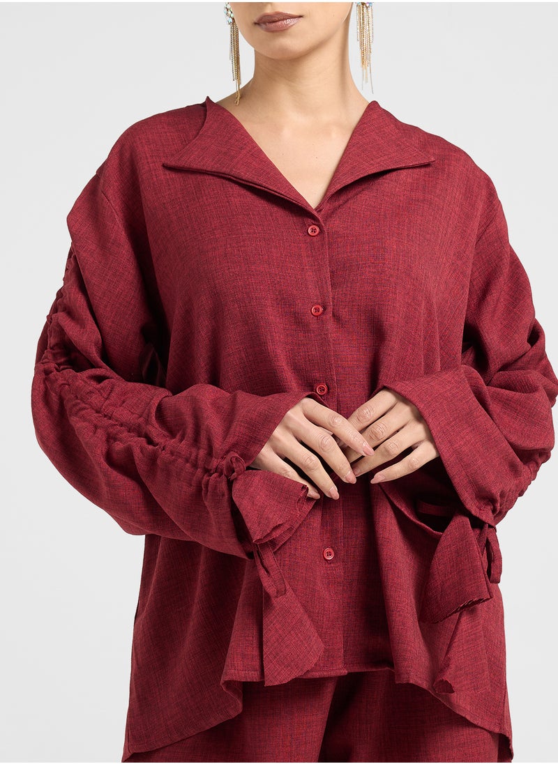 Drawstrings Stylish Blouse & Pants Set
