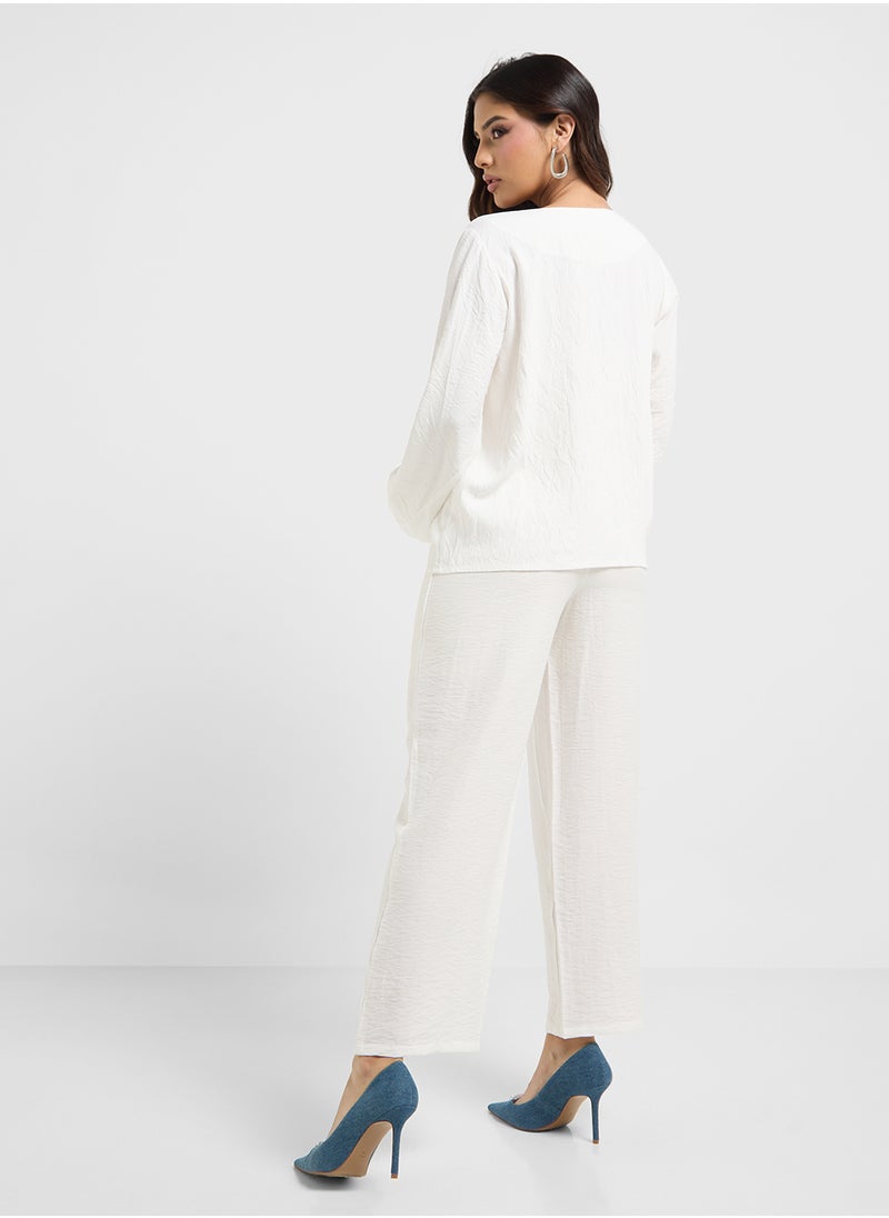 Embroidered Blouse & Pants Set