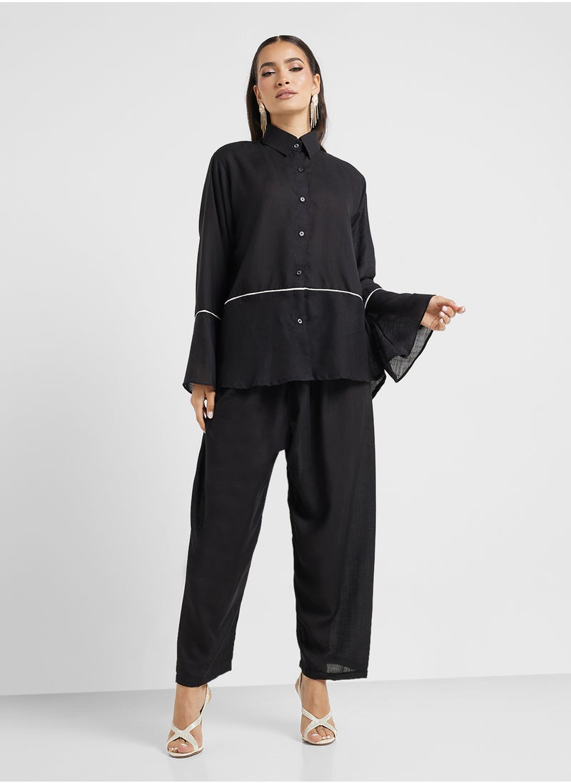 Button Down Blouse & Pants Set