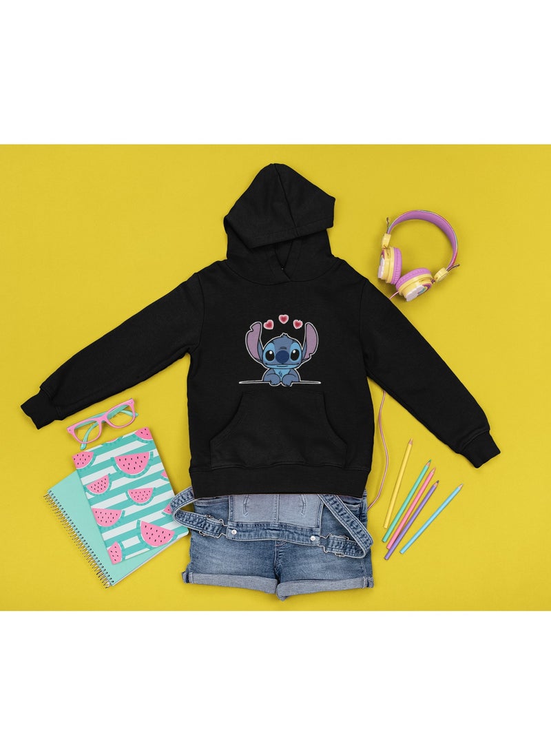 Stitch Lover Hoodie Black For Kids