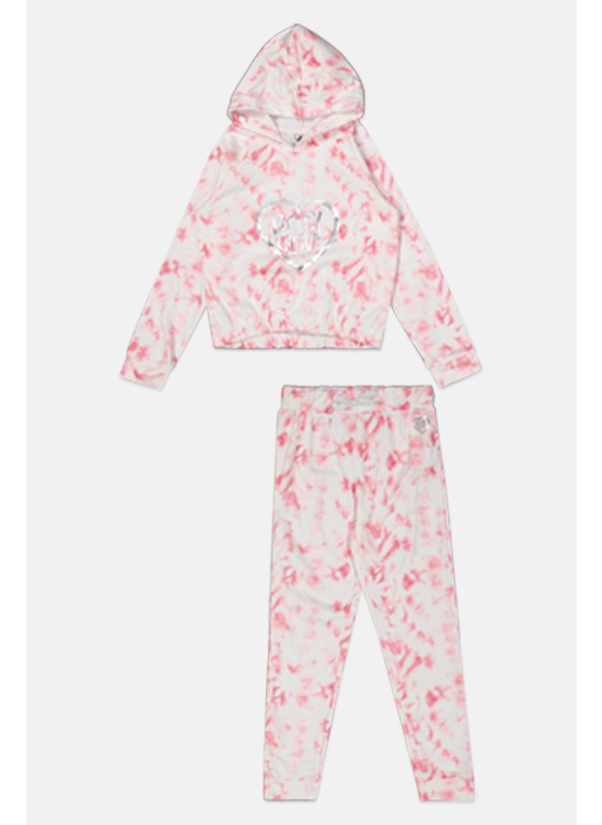 Kids Girls  2Pc Tie Dye Sweatshirts And Pants, Pink