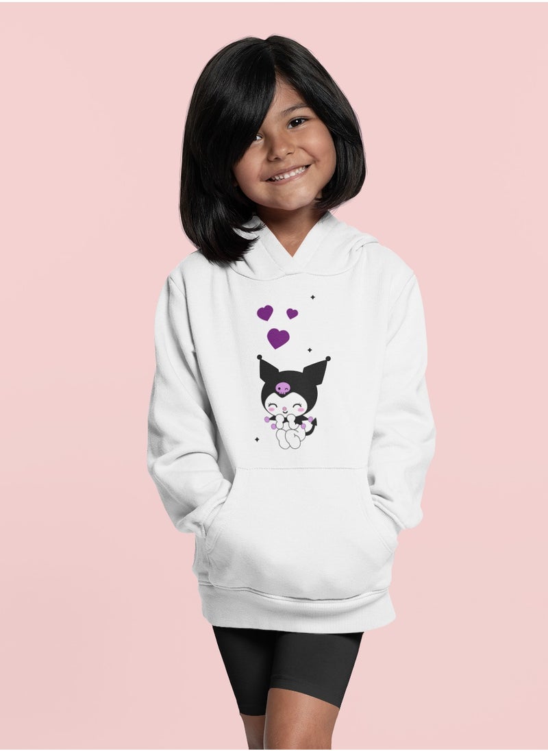 Kuromi With Purple Heart White Hoodie