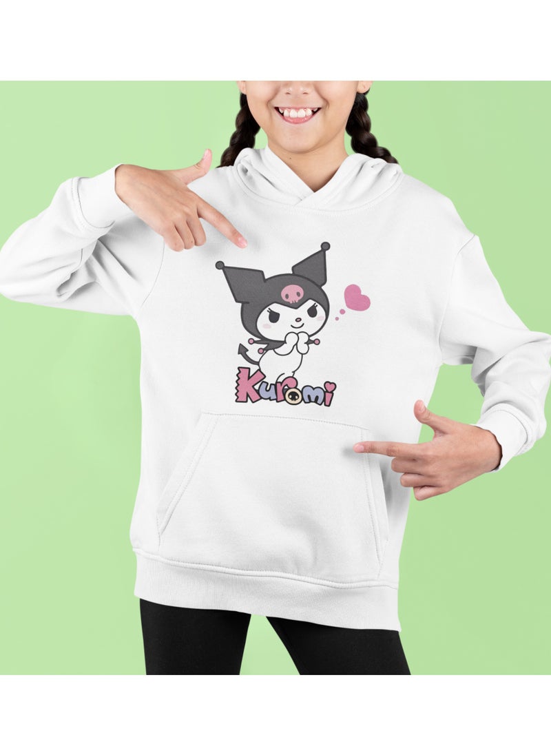 'KUROMI WITH HEART' WHITE HOODIE