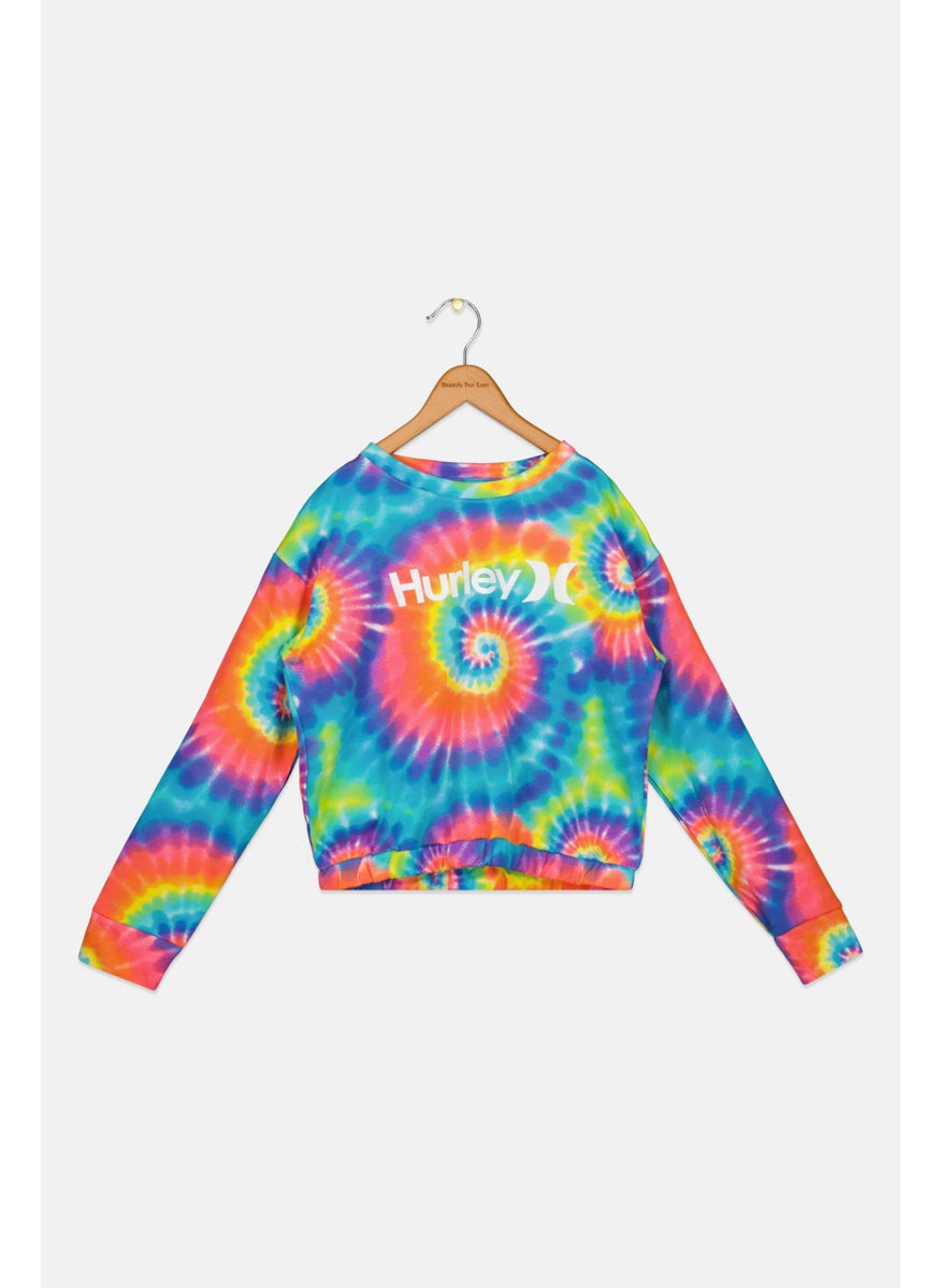 Kids Girl Long Sleeves Tie-Dye Sweatshirt, Pink